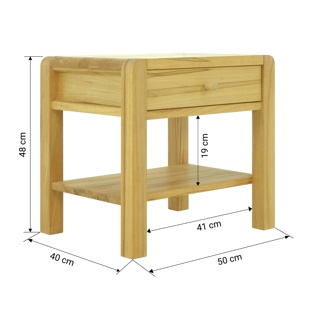 72. Massivholznachttisch Kernbuche - Barowski-Wohnraum - Fabian - Schadstofffrei - Formaldehydfrei