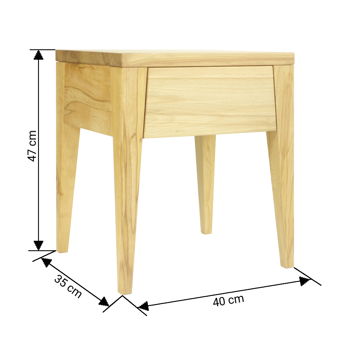 133. Massivholznachttisch Buche - Kernbuche - Barowski-Wohnraum - Modena - Schadstofffrei - Formaldehydfrei