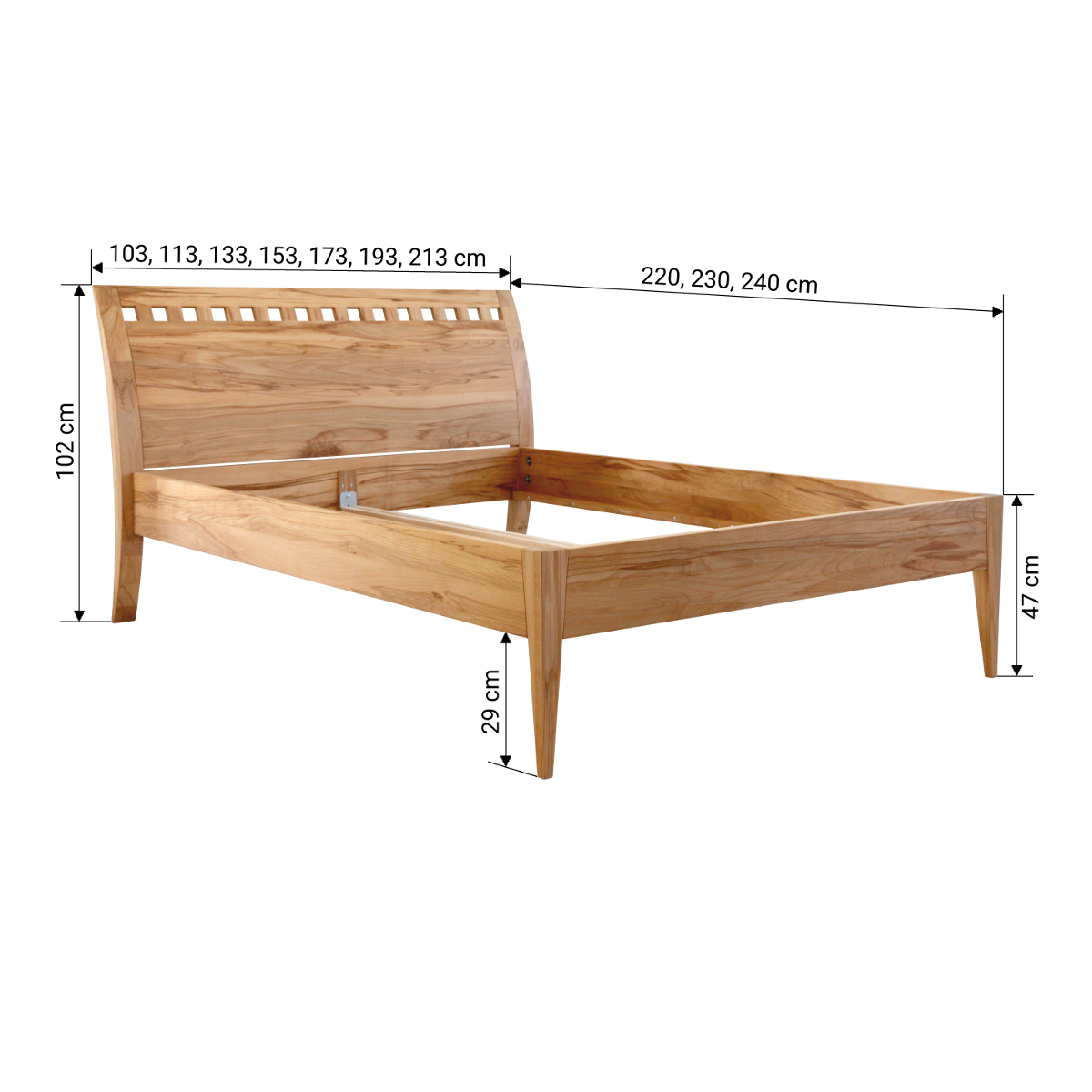135. Massivholzbett Buche -Buche - Kernbuche - Barowski-Wohnraum - Modena - Schadstofffrei - Formaldehydfrei